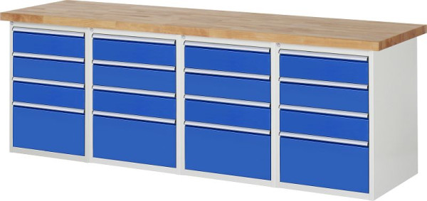 RAU Werkbank Serie 7000 - Modell 7510-5, B2500 x T900 x H890 mm, Systemunterbau B2500 x T850 x H850 mm, 03-7510A5-259B4M.11
