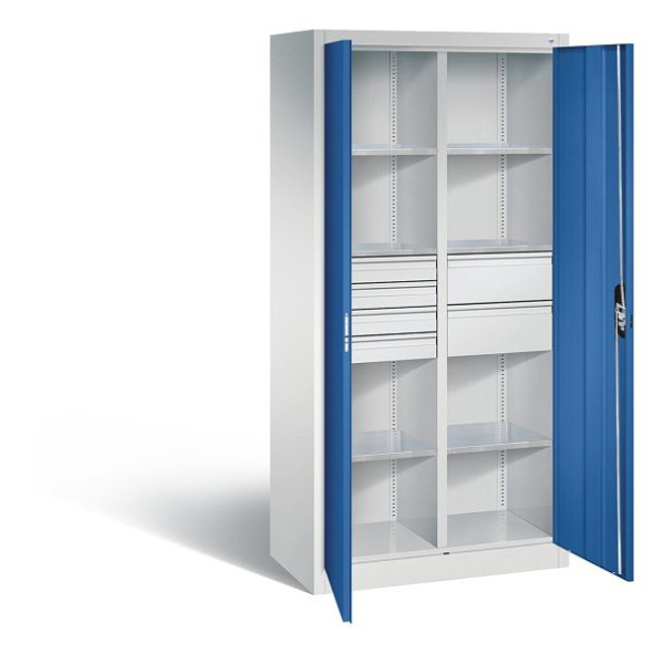 C+P Werkzeugschrank Acurado, H1950xB930xT500mm, Farbe: Lichtgrau / Enzianblau, Muldengriff, 8921-3041 S10152