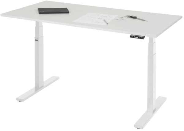 RAU Schreibtisch adlatus 100, B1500xT800xH650-1300mm, lichtgrau, M-Platte-22 mm, 08-ST-150-080-7035-M