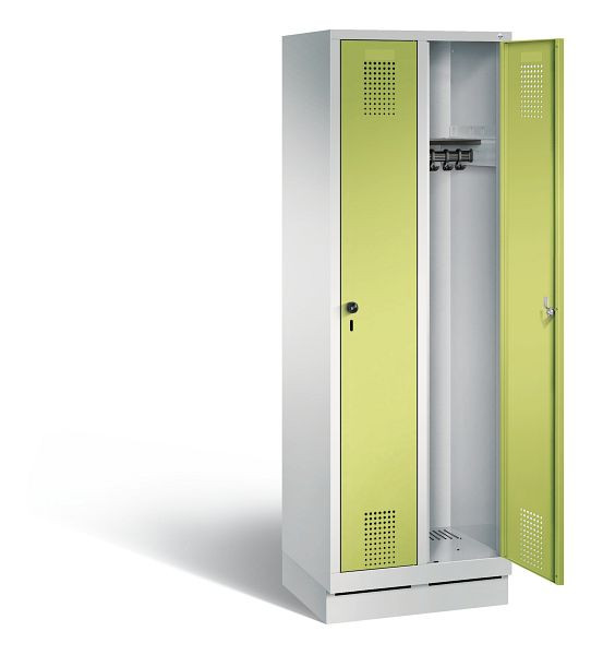 C+P Garderobenschrank Evolo, H1800xB610xT500mm, Farbe: Lichtgrau / Viridingrün, 48020-20 S10399