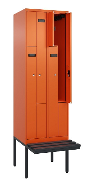 C+P Z-Spind Evolo PLUS, Bank, 4 Fächer, 2120x600x815mm, 2004/2004, Zylinderschloss, Material Sitzfläche Kunststoff, 0490437-204 S10104