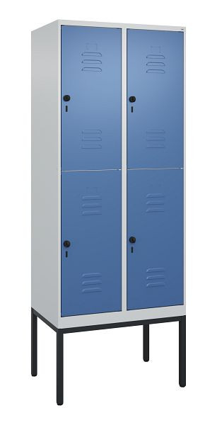 C+P Doppelstöckiger Spind Classic PLUS, Gestell, 2 Abteile, 2120x800x500mm, 7035/5023, Drehriegel, 0803307-22 S10005