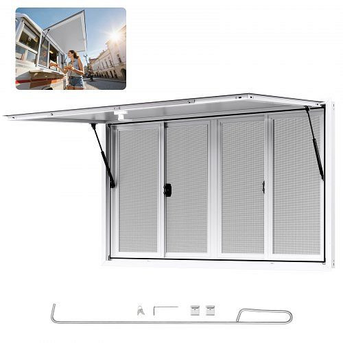 VEVOR Imbissfenster 1524x915 mm mit Aluminiumrahmen, 85° Öffnungswinkel & 4 Schiebefenstern für Imbisswagen, SCFWCK6036YCSVAAR001V0