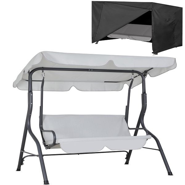 casaria Hollywoodschaukel Hellgrau + Abdeckplane, 997623
