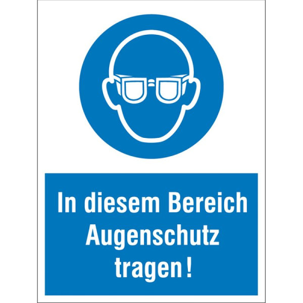 Stein HGS Kombischild mit Gebotszeichen, In diesem Bereich Augenschutz tragen!, 43.a7025