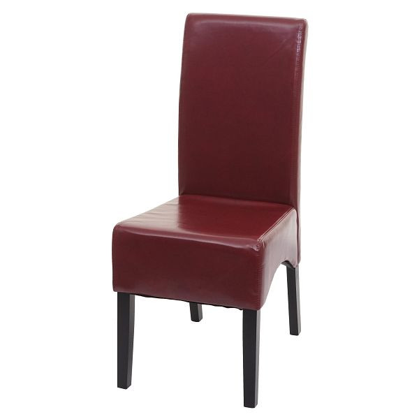 Mendler Esszimmerstuhl Latina, Küchenstuhl Stuhl, Leder, rot, dunkle Beine, 74542