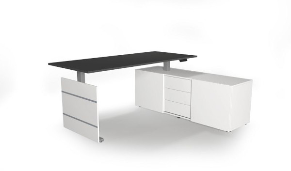 Kerkmann Komplettarbeitsplatz Move 3 elektrisch höhenverstellbar, Weiß/Anthrazit, 10236413