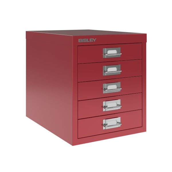 Bisley Home MultiDrawer, 12er Serie, 5 Schubladen à H 51 mm, DIN A4, Farbe: kardinalrot, L125670