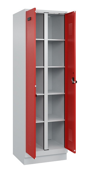 C+P Wäsche-Spind Evolo PLUS, mit Sockel, 2 Abteile, 1950x600x500mm, 7035/3020, Verschluss Drehriegel, 049022-20B S10005