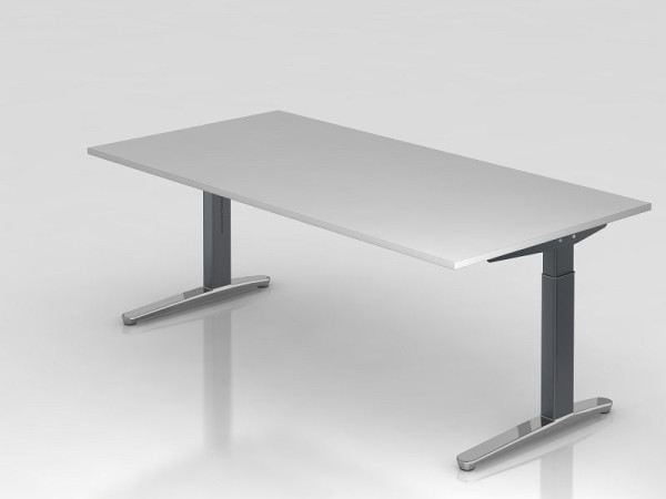 Hammerbacher Schreibtisch C-Fuß 200x100cm Grau/Graphit (Poliert), Rechteckform, VXB2E/5/GC