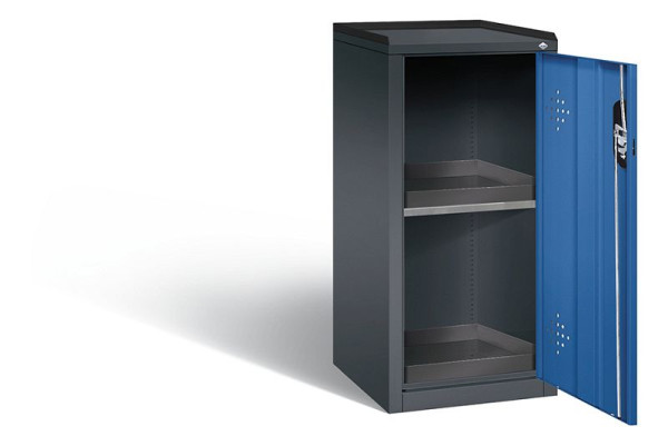 C+P Umweltschrank Acurado, H1000xB502xT500mm, Farbe: Schwarzgrau / Enzianblau, Muldengriff, 8721-316 S10045