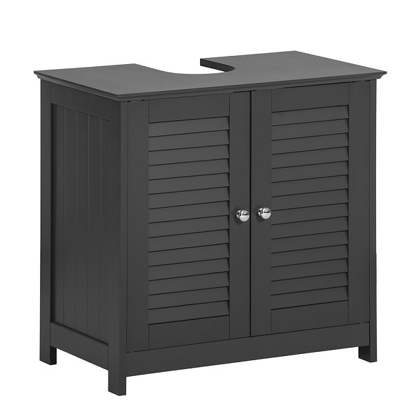 SoBuy Waschbeckenunterschrank mit zwei Türen schwarz 57x35x58 cm, Modern, FRG237-DG