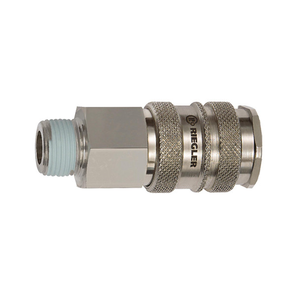 Riegler Schnellverschlusskupplung NW 10, Stahl / Messing vernickelt, R 3/8 AG, 141553