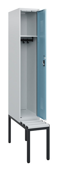C+P Spind Evolo PLUS, 1 Abteil, 1950x300x815mm, 7035/0010, Zylinderschloss, Material Sitzfläche Kunststoff, Sitzbank, 0490505-10 S10090