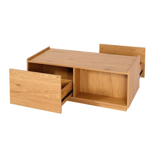 Mendler Couchtisch HWC-J78, Wohnzimmertisch Beistelltisch Sofatisch, Schublade, MDF 110x50x40cm, Eiche-Optik, 86643+83205