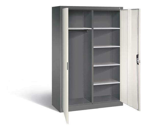 C+P Akten-/Garderobenschrank Acurado, H1950xB1200xT500mm, Farbe: Vulkangrau / Perlweiß, Muldengriff, 9480-30 S10018