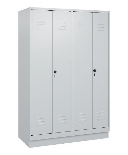 C+P Umkleidespind Classic PLUS, Doppel-Spind, Sockel, 4 Abteile, 1800x1200x500mm, 7035/7035, Drehriegel, 0800227-40P S10009