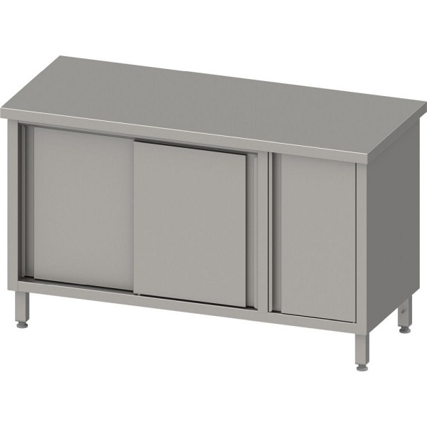Stalgast Arbeitsschrank mit Schiebetüren 2000x700x850mm, mit Flügeltürschrank rechts, ohne Aufkantung, verschweißt, VAS20708R