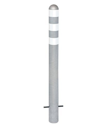 DENIOS Ladesäulen Rammschutz-Poller aus Stahl, H 800 mm, Ringe weiß, zum Einbetonieren, 280373