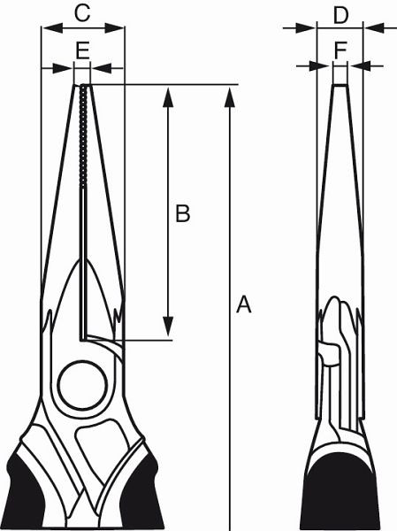 Bahco Flachrundzange, ergo, brüniert, 125 mm, ohne Schneidkante, 2431G-125