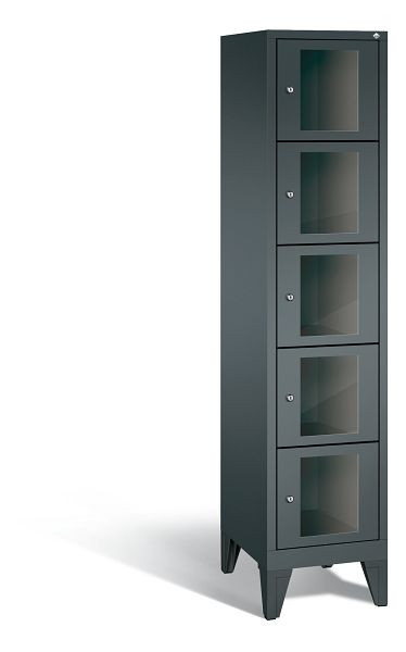C+P Schließfachschrank Classic, 5 Fächer, H1850xB420xT500 mm, Anthrazit, 8010A125 S10024