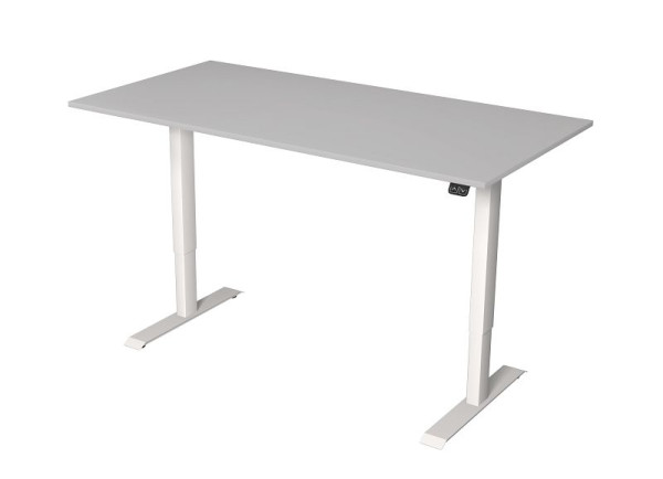 Kerkmann Sitz-/Stehtisch B 1600 x T 800 mm, elektrisch höhenverstellbar von 720-1200 mm, lichtgrau, 10360111