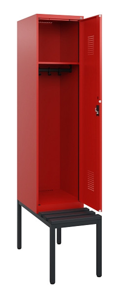 C+P Spind Evolo PLUS, 1 Abteil, 1950x400x815mm, 3020/3020, Zylinderschloss, Material Sitzfläche Kunststoff, Sitzbank, 0490505-12 S10106