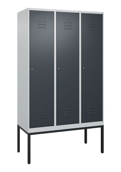 C+P Umkleidespind Classic PLUS, Gestell, 3 Abteile, 2120x1200x500mm, 7035/7016, Zylinderschlösser, 0800307-32 S10023