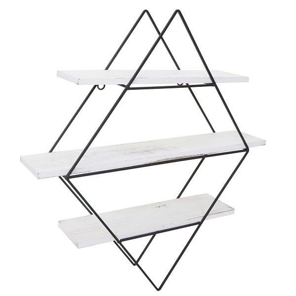 Mendler Wandregal HWC-A80, Hängeregal Regal, Industriedesign Echtholz 60x55x12cm, shabby weiß, 94478