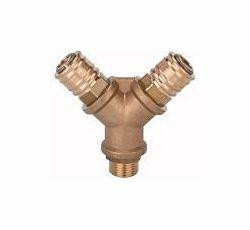 Riegler Verteiler mit 2 Schnellverschlusskupplungen NW 7,2, Messing, Außengewinde, 107257