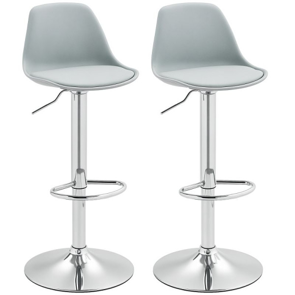 HOMCOM 2er-Set Barhocker, Barstühle, Drehstühle mit Lehne, bis 120 kg belastbar, 835-597V00GY