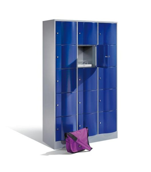 C+P Schließfachschrank Resisto, H1950xB1148xT540mm, Farbe: Lichtgrau / Enzianblau, 8570-372 S10014