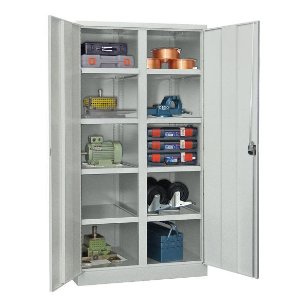 Pavoy Stahl-Schwerlastschrank 1950/1040/630, Trennwand, 8 gepulverte Fachböden, Flügeltüren, Drehgriff mit Zylinderschloss, 36366-104-001-905303