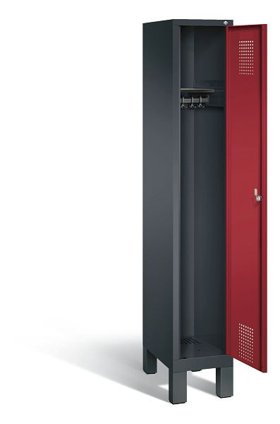 C+P Garderobenschrank Evolo, H1850xB320xT500mm, Farbe: Schwarzgrau / Rubinrot, 48010-10 S10046