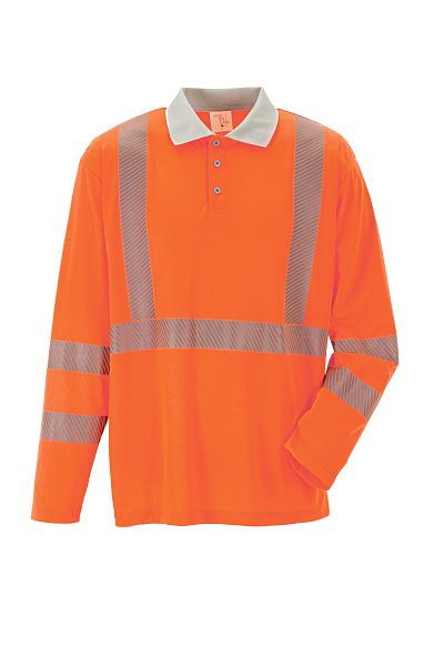 Planam Norit Warnschutz Poloshirt langarm orange/zink M, Unisex, 5895048