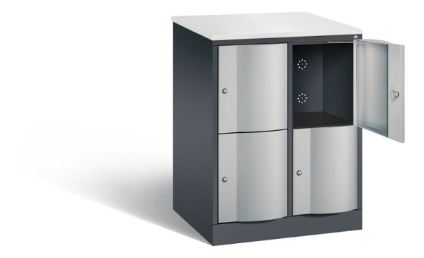 C+P XL-Schließfachschrank Resisto, H1077xB772xT640mm, Farbe: Schwarzgrau / Weißaluminium, 8472-273 S10034
