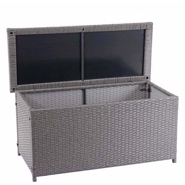 Mendler Poly-Rattan Kissenbox HWC-D88, Gartentruhe Auflagenbox Truhe, Basic grau, 63x135x52cm 320l, 64570
