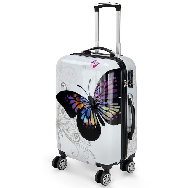 DEUBA Hartschalenkoffer Rollen 360º Reisekoffer Butterfly Polycarbonat 42L, 104223