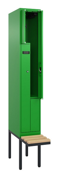 C+P Z-Spind Evolo PLUS, Bank, 2 Fächer, 2120x300x815mm, 6037/6037, Zylinderschloss, Sitzfläche Holz, 0490437-102 S10053