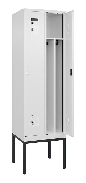 C+P Spind Evolo PLUS, Gestell, 2 Abteile, 2120x600x500mm, 9016/9016, Verschluss Zylinderschloss, 0490307-20F S10047
