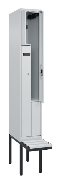 C+P Z-Spind Evolo PLUS, Bank, 2 Fächer, 2120x300x815mm, 7035/7035, Zylinderschloss, Material Sitzfläche Kunststoff, 0490437-102 S10094