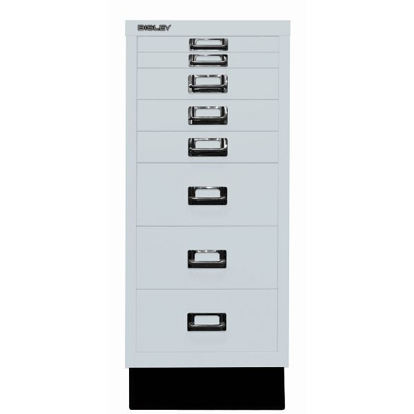 Bisley MultiDrawer™, Inkl. Sockel, DIN A4, 8 Schubladen, 145 lichtgrau antibakteriell, L298S145