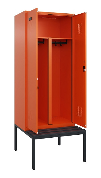 C+P PSA Doppel-Spind Evolo PLUS, Bank, 2 Abteile, 2120x800x815mm, 2004/2004, Zylinderschloss, Sitzfläche Kunststoff, Sitzbank, 0490527-22P S10103