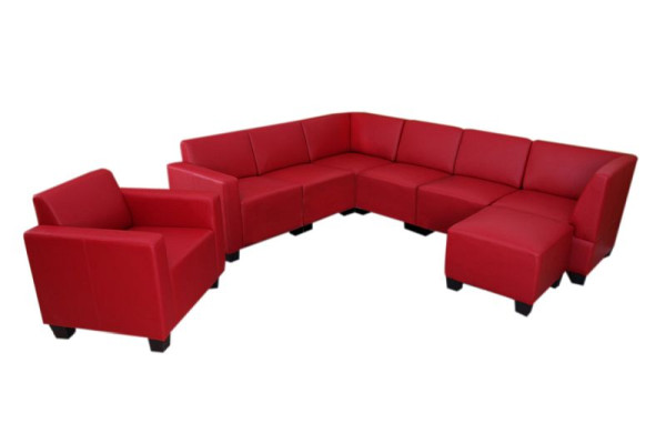Mendler Modular Sofa-System Couch-Garnitur Lyon 6-1-1, Kunstleder, rot, 26060