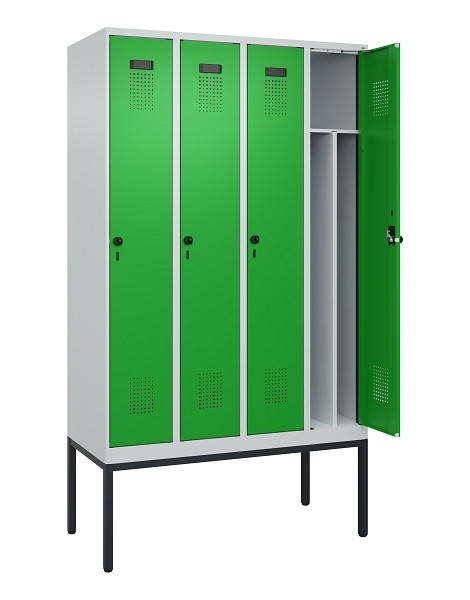 C+P Spind Evolo PLUS, Gestell, 4 Abteile, 2120x1200x500mm, 7035/6037, Verschluss Drehriegel, 0490307-40F S10011