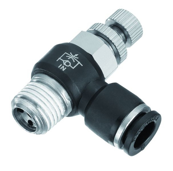 Prevost Ventil-Durchflussrichtungsregler mit konischem Außengewinde - Zufluss - RPM IR, AG BSPT= R 1/4, für Schlauch mit Außen-Ø= 4 mm, RPM IR0401