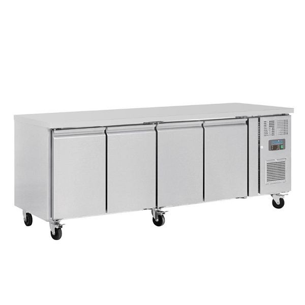 Polar Serie U Kühltisch 4-türig 449L, Finish: Edelstahl, G379