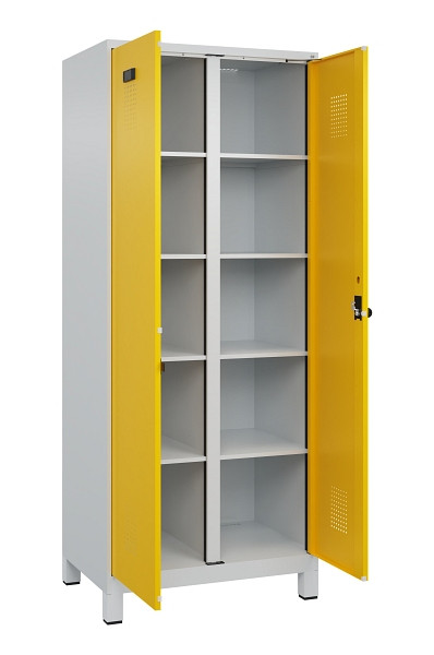 C+P Wäsche-Spind Evolo PLUS, mit Füßen, 2 Abteile, 1950x800x500mm, 7035/1023, Verschluss Drehriegel, 049012-22B S10001