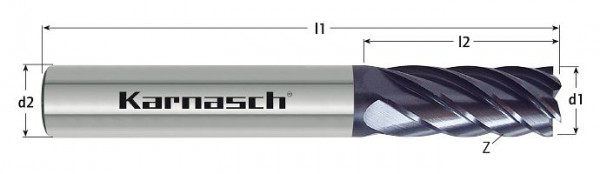 Karnasch VHM-Schaftfräser >4 x D, Progressiv Rockwell Cutter, HSC HHC d= 20,0 / f= 0,07 / L2= 40 mm UFX - 24, 306456200040