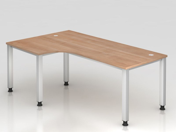 Hammerbacher Winkeltisch 4-Fuß eckig 200x120cm 90° Nussbaum, Winkelform 90°, links oder rechts montierbar, VQS82/N/S